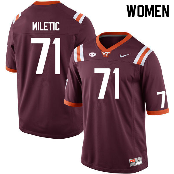 Women #71 Danijel Miletic Virginia Tech Hokies College Football Jerseys Sale-Maroon